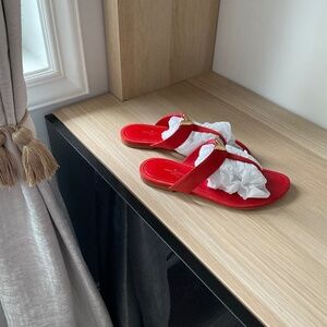Louis Vuitton Bahiana Flat Red Suede Sandal size 6
